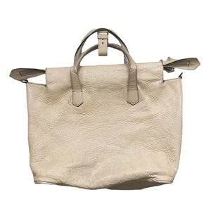 Reed Krakoff Womens Satchel Purse Cream Pebbled Leather Top Handle Buttery Bag